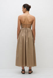 Strapless Lace Up Dress - Stone - Matteau